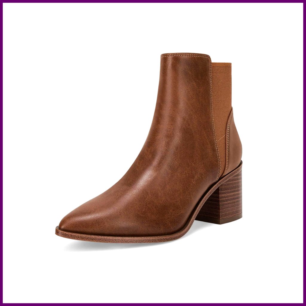 Pointed Toe Ankle Boots Chunky Heel Slip On Chelsea Booties Women's Shoes